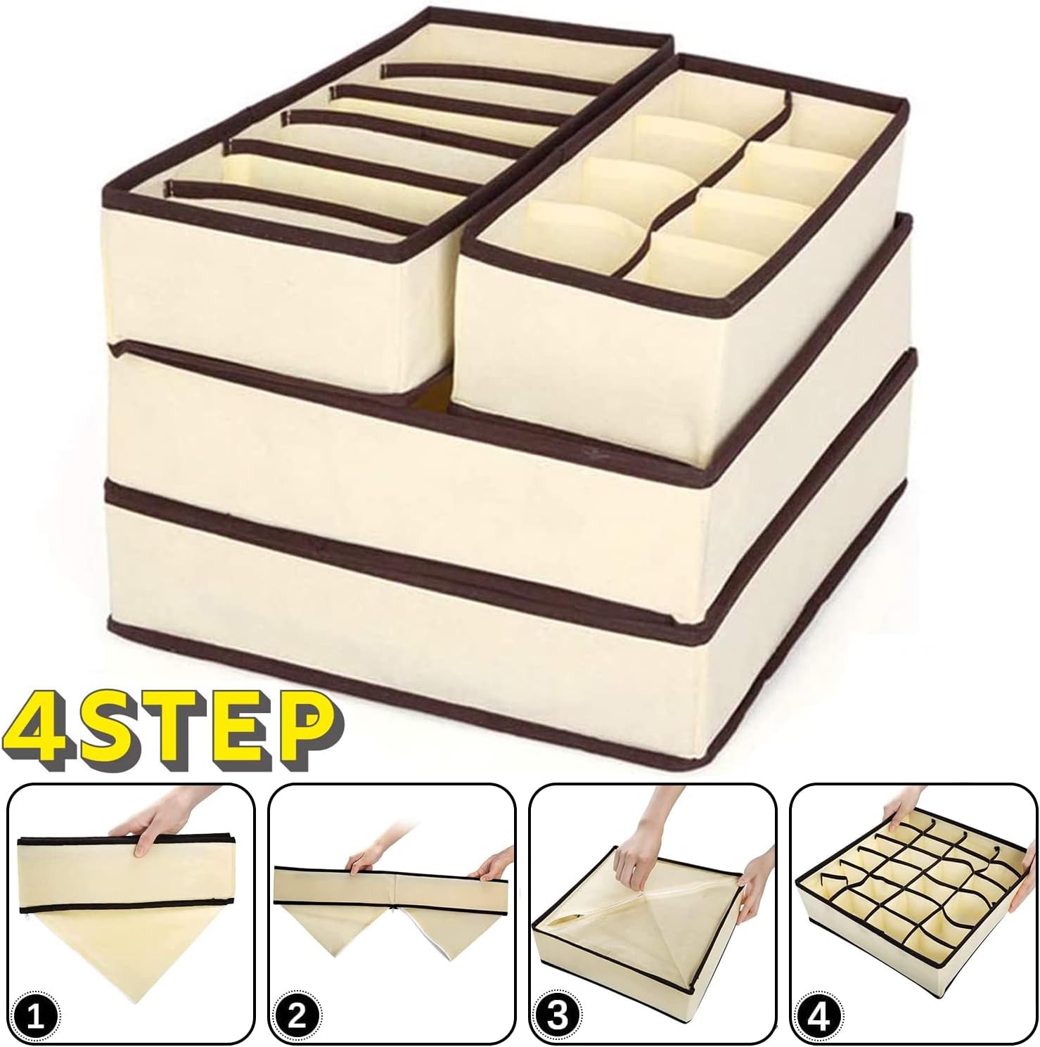 Kit x4 ORGANIZADOR DE CAJÓN PARA ROPA INTERIOR- KIT X 4 - Imagen 2