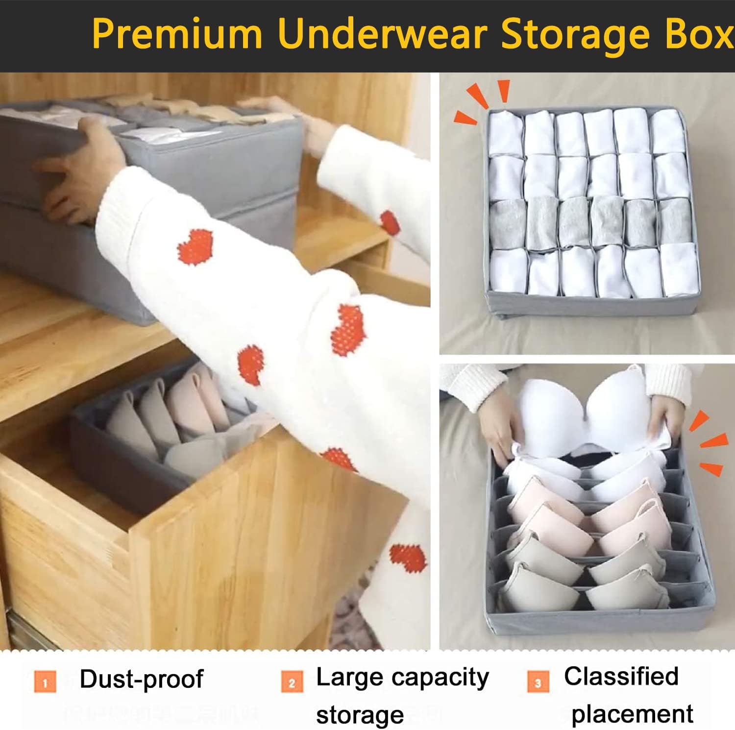 Kit x4 ORGANIZADOR DE CAJÓN PARA ROPA INTERIOR- KIT X 4 - Imagen 3