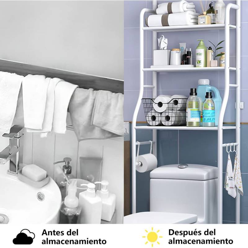 ORGANIZADOR DE BAÑO SOBRE INODORO COLOR BLANCO - Imagen 3