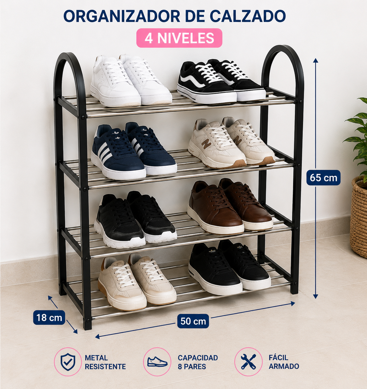 organizador de calzado 4 niveles