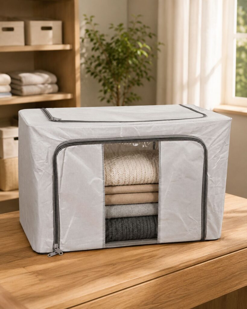 CAJA ORGANIZADOR PLEGABLE CON TAPA Y VISOR