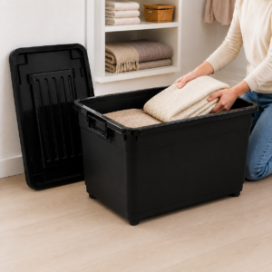 Caja organizadora plástica 70 litros con tapa y ruedas