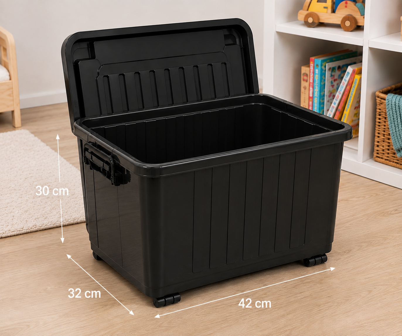 Caja organizadora multiuso con tapa y rueda 42 litros - Imagen 2