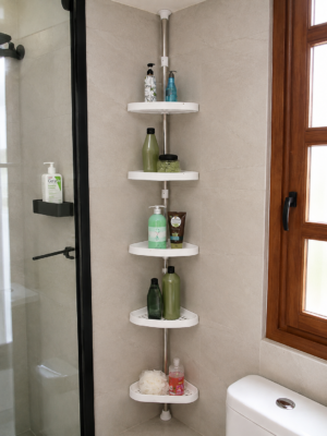 Organizador esquinero telescópico para baño 4 estantes